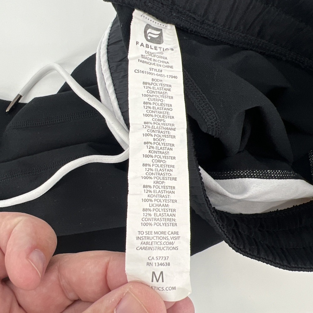 Fabletics Womens Leggings Medium Black White Mid Rise Crop Yoga Athleisure - Picture 6 of 6